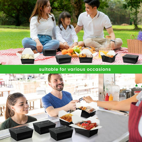 Black Rectangle Containers | Leak-Proof Food Boxes | Professional Take-Away Containers