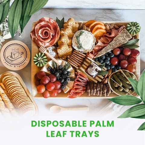 Large Rectangle Palm Leaf Platters | Premium Eco-Friendly Serving Trays