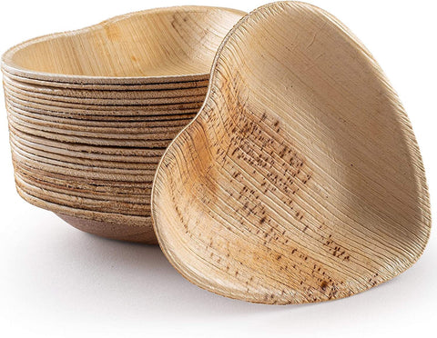 Heart-Shaped Palm Leaf Plates & Bowls | Romantic Eco-Friendly Tableware | 2 Sizes