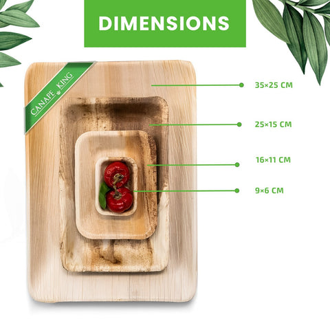 Rectangle Palm Leaf Plates & Platters | Eco-Friendly Disposable Tableware | 3 Sizes