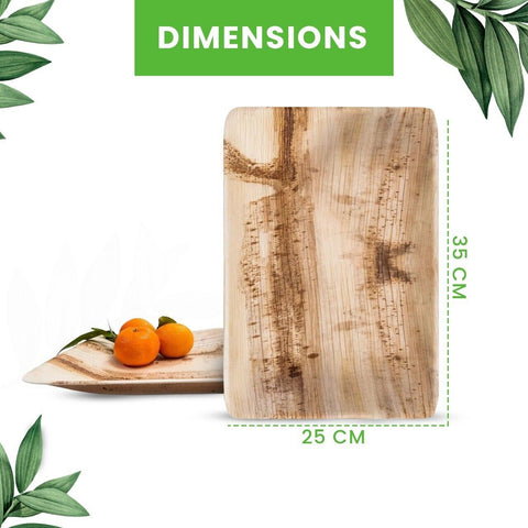 Large Rectangle Palm Leaf Platters | Premium Eco-Friendly Serving Trays