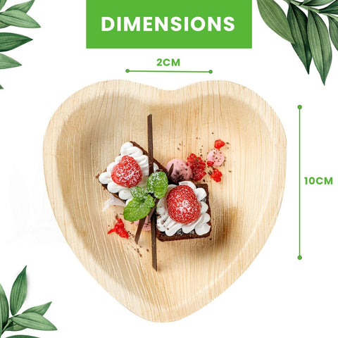 Heart-Shaped Palm Leaf Plates & Bowls | Romantic Eco-Friendly Tableware | 2 Sizes