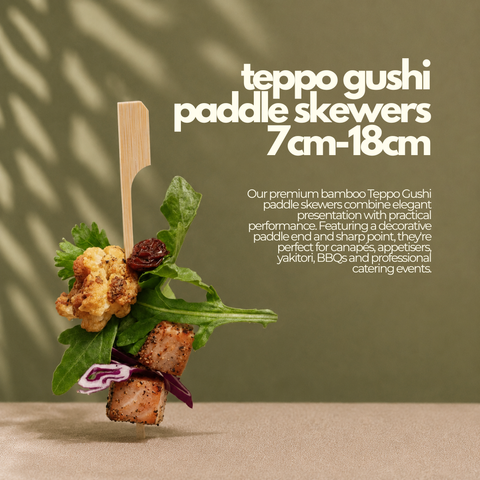 Teppo Gushi Paddle Skewers 7cm-18cm | Bamboo Flag Skewers | Professional Asian Service - Canape King