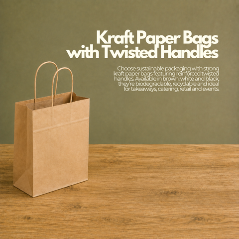 Kraft Paper Bags with Twisted Handles | Eco-Friendly Shopping Bags | 26x20x27cm - Canape King