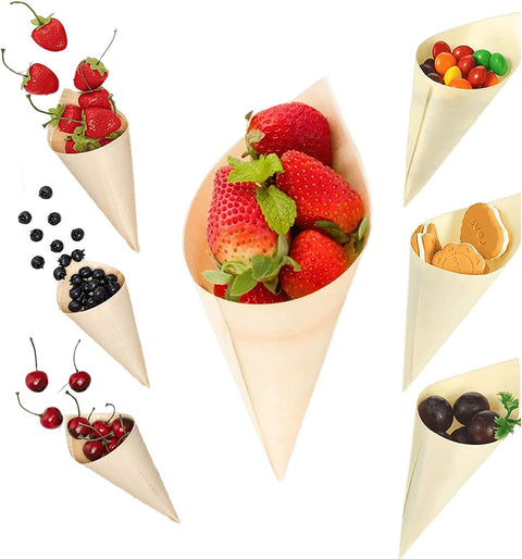 Natural Pinewood Serving Cones - Canape King