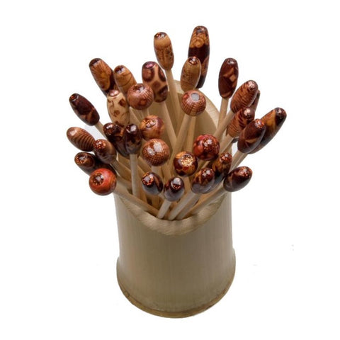 Decorative Wood Bead Sparkle Skewers - 100 pieces - Canape King