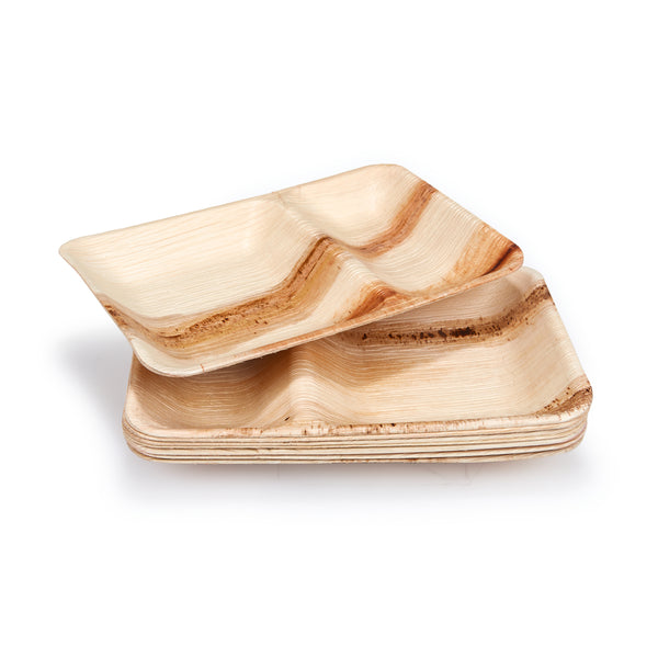 Two-Compartment Palm Leaf Plates | Eco-Friendly Divided Plates | Premium Dining Plates - Canape King