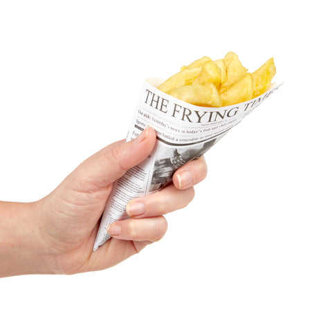 Eco-Friendly Newspaper Printed Paper Cones | Food Service Presentation | 3 Sizes