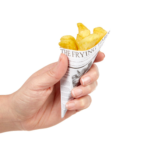 Eco-Friendly Newspaper Printed Paper Cones | Food Service Presentation | 3 Sizes